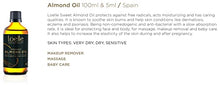 Load image into Gallery viewer, Loelle - Pure, Cold Pressed, Sweet Almond Oil - Natural Anti-Stretch Mark Remedy to Use in Pregnancy - Moisturising Body Oil - Nourishing Face and Hair Oils (100ml)