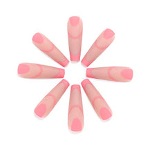 Load image into Gallery viewer, Brishow Coffin False Nails Long Fake Nails Pink French Press on Nails Ballerina Acrylic Stick on Nails Full Cover 24pcs for Women and Girls