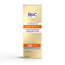 Load image into Gallery viewer, RoC - Soleil-Protect High Tolerance Comfort Fluid SPF 50 - UVA/B Protection - Face Moisturiser - Hypoallergenic Sunscreen - Sensitive Skin - 50 ml