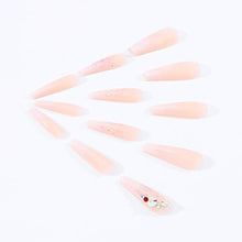 Load image into Gallery viewer, Brishow Coffin False Nails Nude Long Fake Nails Crystal Ballerina Acrylic Press on Nails Full Cover Stick on Nails 24pcs for Women and Girls