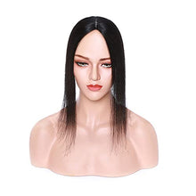 Load image into Gallery viewer, One Piece Clip in Hair Toppers -Silk Base- 100% Real Human Hair Extensions #01 Jet Black 20" Straight Remy Hair Piece Toupee