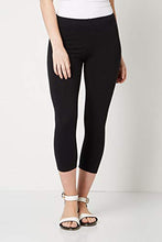 Load image into Gallery viewer, Roman Originals Women Cropped Legging Capri Pants Crop Trouser Shorts Ladies Stretch Cotton Elasticated High Waist 3/4 Length Gym Sports Workout Yoga Regular & Plus Size - Black - Size 14