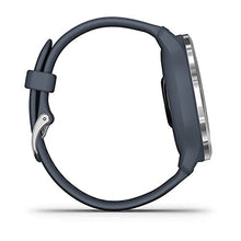 Load image into Gallery viewer, Garmin Venu 2 GPS smartwatch with all-day health monitoring, Silver Bezel with Granite Blue Case and Silicone Band