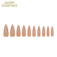 Load image into Gallery viewer, ALLKEM Nude Sculpted Extra Long Stiletto Press on Nails Long Ballerina False Nail - Tips 20 pcs Full Cover Acrylic fake Nails 10 Sizes
