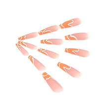 Load image into Gallery viewer, Brishow Coffin False Nails Long Fake Nails Orange Wave Press on Nails Bellarina Acrylic Stick on Nails 24pcs for Women and Girls