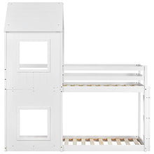 Load image into Gallery viewer, Children's Bed Frame 3FT, Bunk Bed for Kids with Treehouse Canopy & Ladder, Pine Wood, 206x97.8x209 cm, White
