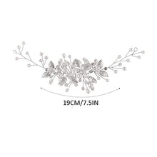 Load image into Gallery viewer, Handcess Leaves Bride Wedding Headband Silver Wedding Crystal Headpiece Pearl Flower Hair Vine Rhinestone Bridal Hair Accessories for Bride and Bridesmaids