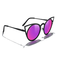 Load image into Gallery viewer, MERRY'S Cat Eye Sunglasses for round faces Round Metal Cut-Out Flash Mirror Lens Metal Frame Sun glasses S8064 (Red, 50)