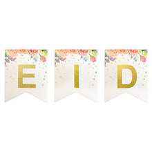 Load image into Gallery viewer, Eid Mubarak Card Hanging Bunting Banner Decoration - White Floral Gold Letter 2m