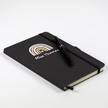 Load image into Gallery viewer, Stickerscape Personalised Rainbow Heart Notebook | Gift for School Teacher, Friend Or Family Member | A5 Lined Hardback | Recycled Paper | Black or Blue (Black)