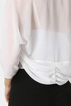 Load image into Gallery viewer, Roman Originals Women Chiffon Bolero Shrug Jacket - Ladies Ruched Hem Cover Up Smart Formal Sheer Mesh Wrap Shimmer Cropped Cardigan Wedding Guest Evening Crease Free Blazer - Ivory - Size 14