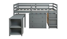 Load image into Gallery viewer, 3FT Bed Loft Bed 90x190cm Children Single Bed Children Bed Three drawers Desk Storage Mid Sleeper Kids Storage Bed Shelves Loft Bed with Metal Accessories