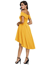 Load image into Gallery viewer, JASAMBAC Off The Shoulder Dress for Women Cocktail Party Wedding Guest Dresses Yellow L