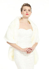 Load image into Gallery viewer, BEAUTELICATE Faux Fur Wrap Shawl Stole Women’s Bridal Long Shrug Cape for Winter Wedding Brides Bridesmaids Ivory