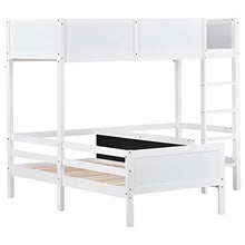 Load image into Gallery viewer, Children's Bed Frame 3FT, Bunk Bed for Kids with Blackboard & Ladder for 2 People, Pine Wood, 198x165x198.5 cm(BxHxT)