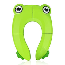 Load image into Gallery viewer, Pejoye Foldable Potty Toilet Training Seat, Travel Portable Toilet Seat Toddler, Folding Potty Training Seat for Kids with 6 Anti Slip Silicone Pads and 1 Carry Bag, Green Frog