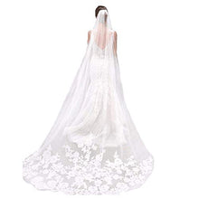 Load image into Gallery viewer, Wedding Veil Long Lace Embroidery 1 Tier Bridal Cathedral Veil with Metal Comb 3m (White)
