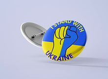 Load image into Gallery viewer, 2Pcs I Stand With Ukraine Badges Stop Russian Aggression Badges 58mm/2.28inch Diy Round Badge, Round Brooch For Men And Women, Pin Button Clothing Bag Hat Accessories