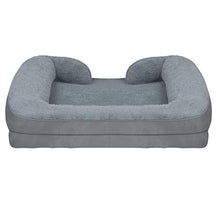 Load image into Gallery viewer, Fur & Bone Memory Foam Dog Bed | Washable Orthopedic Dog Sofa Couch with Removable Zipper Cover | Super Soft Fleece Cosy Plush Pet Sofa Bed | Waterproof Mattress Protector Puppy Bed - Grey (Medium)