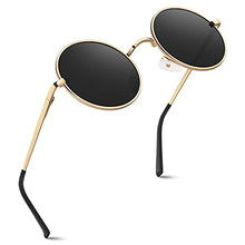 Load image into Gallery viewer, GQUEEN Classic Lennon Round Polarized UV400 Protection Sunglasses with Vintage Circle Metal Frame Spring Hinge MEZ1
