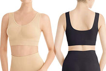 Load image into Gallery viewer, Lemef 3-Pack Seamless Sports Bra Wirefree Yoga Bra with Removable Pads for Women (Medium, Black&White&Nude)