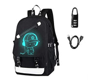 Load image into Gallery viewer, Anime Luminous Backpack Noctilucent School Bags Daypack USB chargeing Port Laptop Bag Handbag for Boys Girls Men Women (Black-Music boy)