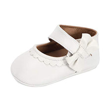 Load image into Gallery viewer, LACOFIA Baby Girls Ballerina Infant Christening Shoes Anti-Slip Bowknot Princess Prewalker, 3-6 Months, A White