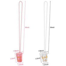 Load image into Gallery viewer, 12 Pieces Team Bride/Groom and Bride/Groom to Be Plastic Beaded Bridal Shot Glass Necklace Rose Red/Pink/Black and White with Gold Foil for Bachelor/Bachelorette Party Necklace (Bride Style B)