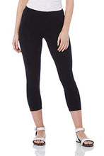 Load image into Gallery viewer, Roman Originals Women Cropped Legging Capri Pants Crop Trouser Shorts Ladies Stretch Cotton Elasticated High Waist 3/4 Length Gym Sports Workout Yoga Regular & Plus Size - Black - Size 14