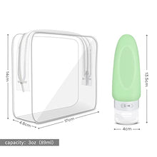 Load image into Gallery viewer, Silicone Travel Bottle, Opret 4 Pack Leak Proof Refillable Squeezable Containers Set(3 oz) with Label and Transparent Carry Bag for Liquid Shampoos, Soap and Toiletries