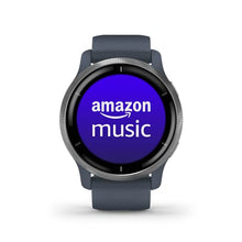 Load image into Gallery viewer, Garmin Venu 2 GPS smartwatch with all-day health monitoring, Silver Bezel with Granite Blue Case and Silicone Band