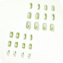 Load image into Gallery viewer, YOSOMK Press on Green Nails Short Green Square Fake Nails Short Glossy Stick on Nails Full Cover Glue on Nails False Nails with Designs Acrylic Nails for Women