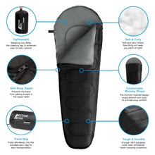 Load image into Gallery viewer, Active Era Premium Lightweight Mummy Sleeping Bag – Envelope Sleeping for Adults & Kids for Camping, Hiking & Outdoors