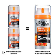 Load image into Gallery viewer, L'Oreal Men Expert Anti-Fatigue Moisturiser, Hydra Energetic Men's Moisturiser With Vitamin C Fights Appearance of Dark Circles And Hydrates Skin - 100 ml