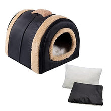 Load image into Gallery viewer, Dololoo Pet Beds for Cat, Cat Bed Igloo, Cat Cave Nest Sleeping Bed for Kitten Cat, Self-Warming 2 in 1 Foldable Cave House(S:35X30X28cm, Black)