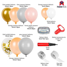 Load image into Gallery viewer, FARATICS Balloon Arch Kit with Balloon Pump, 135pcs Honey Peach Balloons Garland Kit - Orange Macaron Birthday Balloons - For Wedding Baby Shower Party and Birthday Decorations Suitable for Any Event