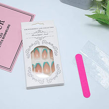 Load image into Gallery viewer, Yheakne V Shape Press on Nails Glossy French Green Nails Tips Ballerina Ombre Fake Nails Fashion Clip on Nails Full Cover Nails Artificial False Nails Tips for Women and Girls 24Pcs (Green Tips)