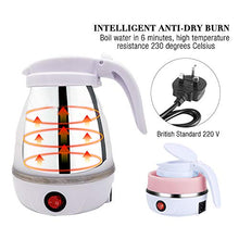 Load image into Gallery viewer, Gobesty Foldable kettle, Portable Foldable Electric Kettle for Travel Food Grade Silicone Electric Water Heater Collapses with Separable Power Cord Ideal for Hiking Camping and indoor(0.6L, pink)