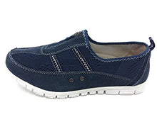 Load image into Gallery viewer, Womens Extra Wide FIT EEE Casual Leather Lined Shoes Trainers Navy Blue (9 UK)