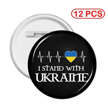 Load image into Gallery viewer, Support Ukraine I Stand With Ukraine Round Badge Button Pin Brooch Hat Clothing Bag Accessories 12 PCS M