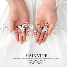 Load image into Gallery viewer, Zoestar Bride Wedding Hair Vine Crystal Flower Headband Bridal Pearl Hair Piece Accessories for Women and Girls (Silver)
