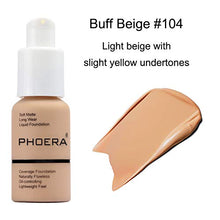 Load image into Gallery viewer, PHOERA 30ml Foundation Liquid Full Coverage 24HR Matte Oil Control Concealer (Nude & Buff Beige) with Makeup Face Primer & Wooden Handle Foundation Brush & Petal-Shaped Cosmetics Brush