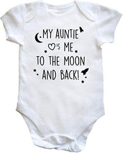 Load image into Gallery viewer, Hippowarehouse My Auntie Loves Me to The Moon and Back Baby Vest Bodysuit (Short Sleeve) Boys Girls White