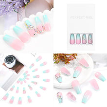 Load image into Gallery viewer, Sethexy Long Ballerina Fake Nails Pink False Nails Coffin Stick on Nails Glossy Gradient Nails with Glue 24Pcs Acrylic Art Press-on Nail Tips for Women and Girls (D)