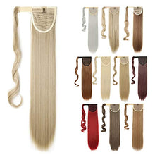 Load image into Gallery viewer, Silk-co Ponytail Hair Extension One Piece Clip in on Pony Tail Synthetic Straight Hairpieces 23inch Blond&Bleach Blond