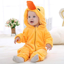 Load image into Gallery viewer, MICHLEY Hooded Baby Girl Romper Winter and Autumn Flannel Jumpsuits Animal Cosplay Infant Toddler Costume yazi, Duck, Size 100 (age: 19-24months)