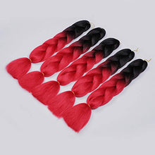 Load image into Gallery viewer, ShowJarlly 5 Packs Ombre Jumbo Braid Hair, Black/Red Kanekalon Hair African Braid Extension, 24inch Box Braid Hair Extensions Synthetic Colorful Hair Extensions for Braiding