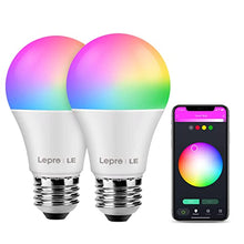Load image into Gallery viewer, LE WiFi Smart Bulb E27, RGB Colour Changing, Warm to Cool White LED Screw Bulb, 9W, Dimmable, 806LM, RGBCW, APP and Voice Control, Works with Alexa and Google Home, Pack of 2 (2.4GHz Only)