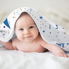 Load image into Gallery viewer, Taobeibei Milestone Mat Boy/Girl for Pictures, Baby Monthly Milestone Blanket design by UK, Track Growth & Age, Soft Thick Flannel Blanket 120x120cm 300 Gram weight (Blue Moon)…