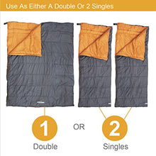 Load image into Gallery viewer, Milestone Camping, Grey, 26750 Envelope Sleeping Bag | 3 Season | Double Insulation | Full Length Dual Zip | Grey & Orange | Packs Down Tight | 210cm x 170cm
